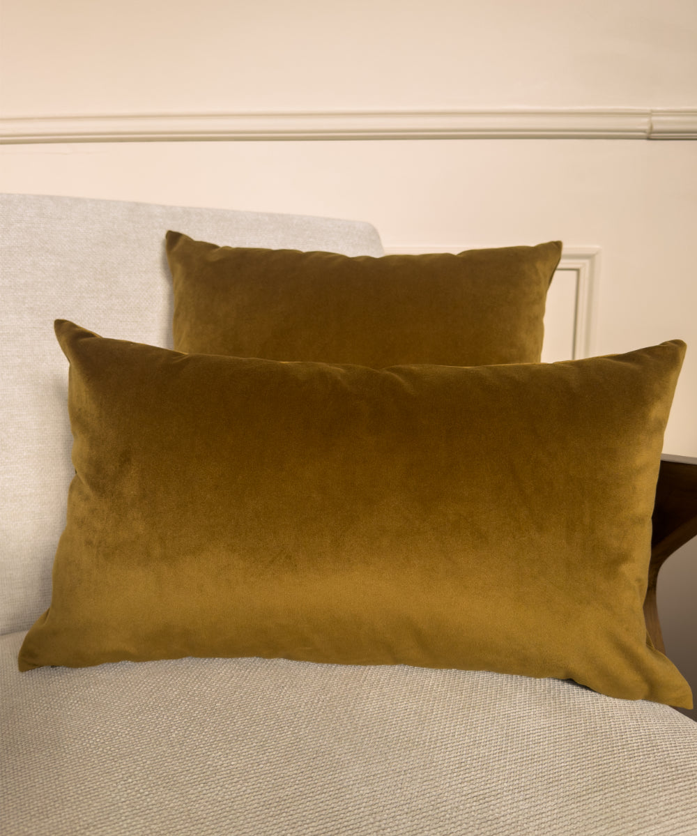 Coussin en velours couleur bronze #couleur_bronze