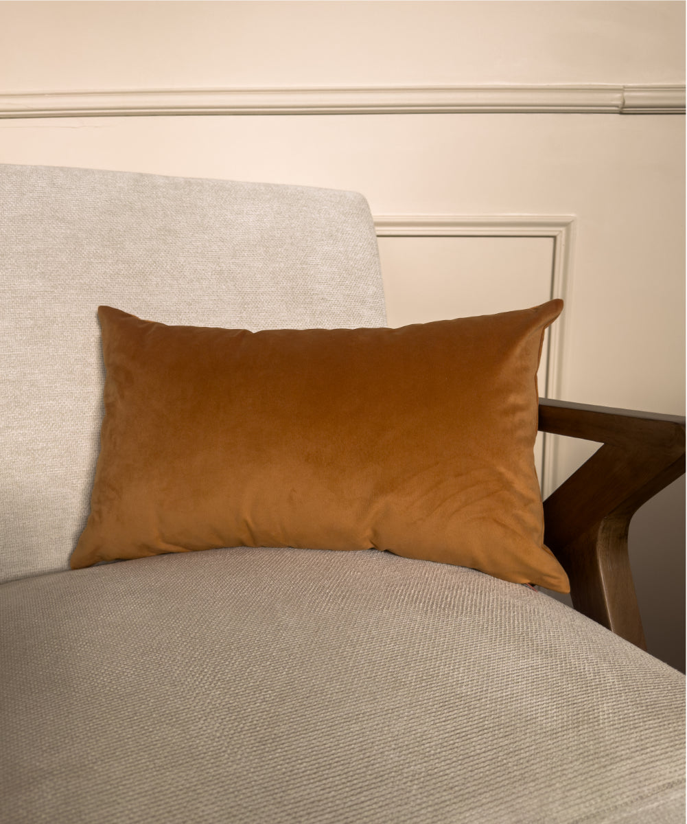 Coussin en velours couleur ocre #couleur_ocre