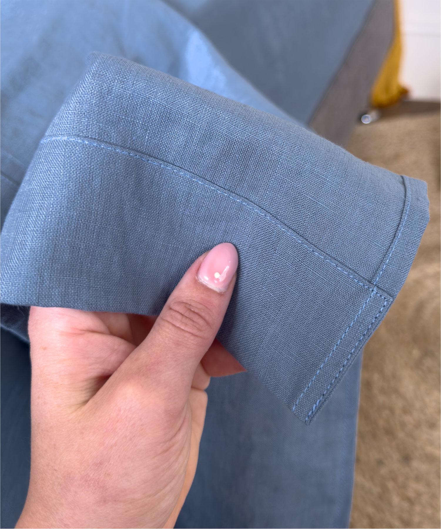 Drap plat en lin lavé français -Coloris Ciel - Le Drap Français
