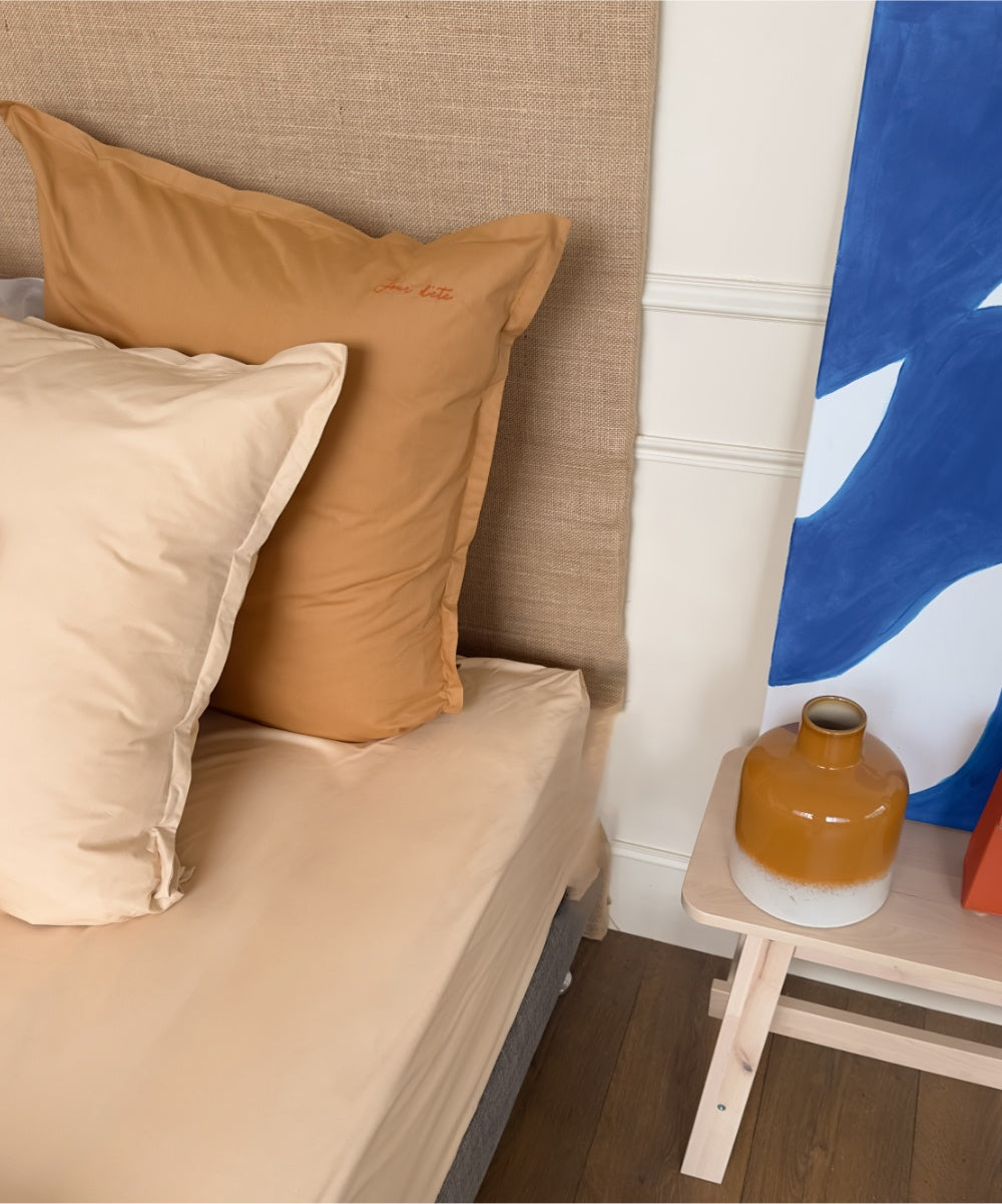 Linge de lit en percale de coton BIO - Le Drap Français - Coloris beige cappuccino