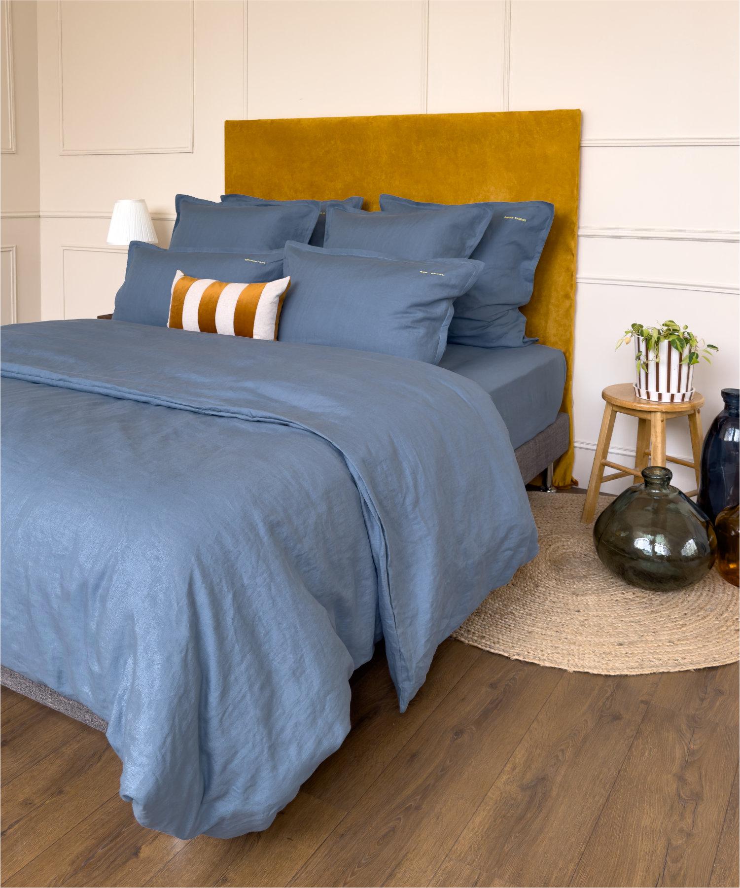 Housse de couette en lin lavé français - Coloris Ciel - Le Drap Français