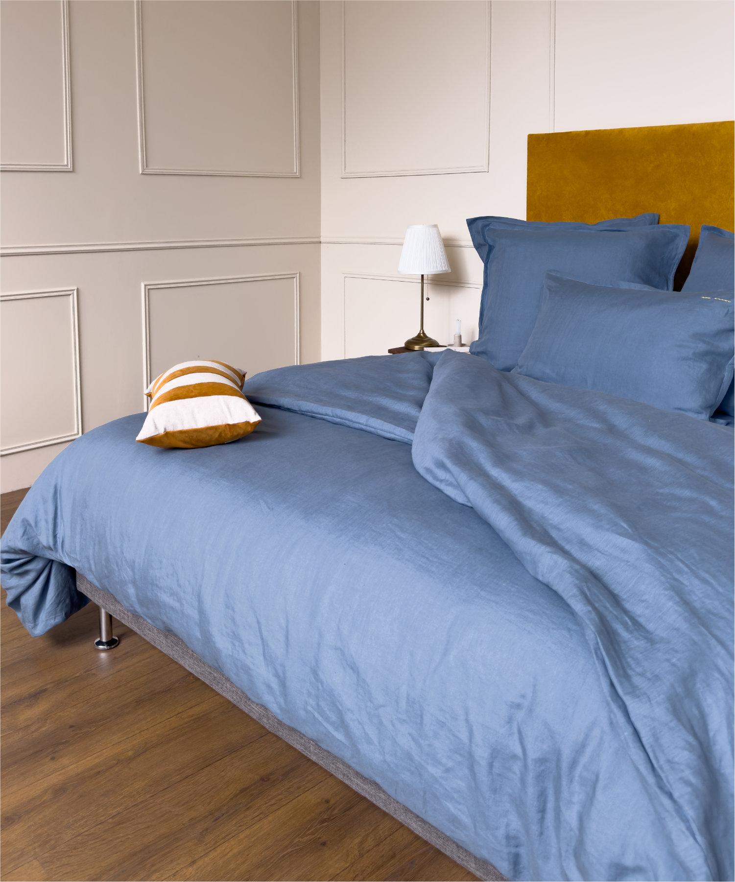 Housse de couette en lin lavé français - Coloris Ciel - Le Drap Français