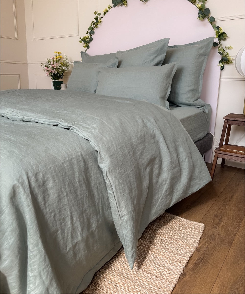 Housse de couette - Lin lavé - Le Drap Français #couleur_vert-eucalyptus
