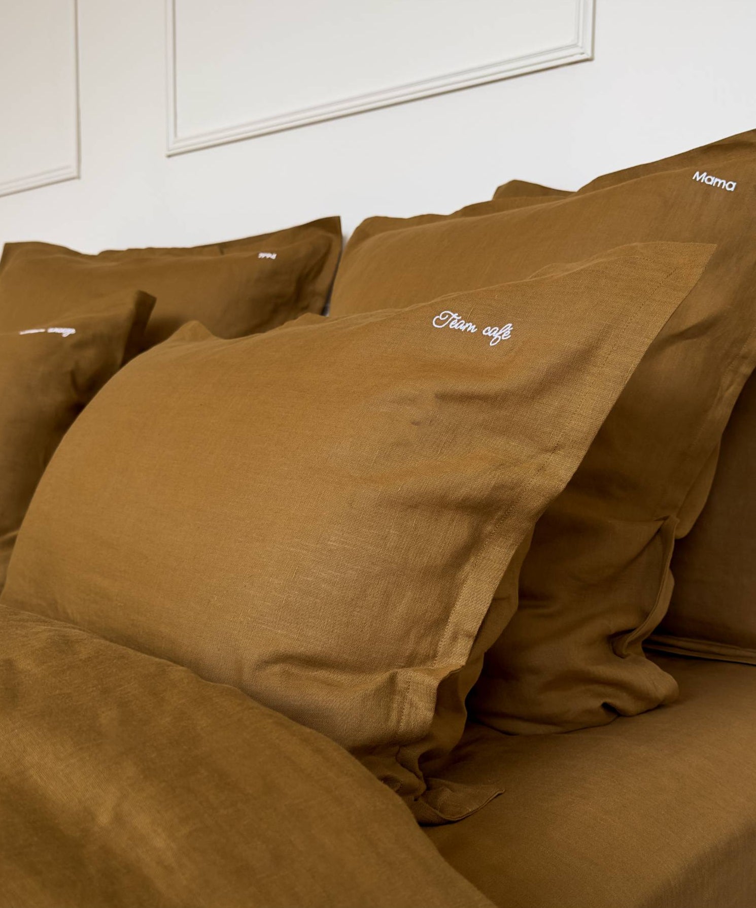 Linge de lit en lin - Parure : housse de couette, drap et taie - Coloris bronze - le drap français