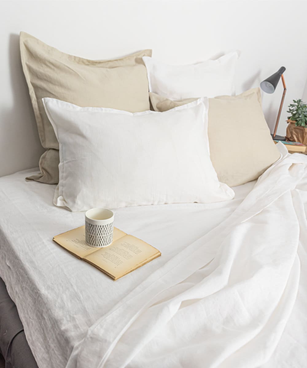 drap-housse en lin lavé français - coloris blanc - le drap français