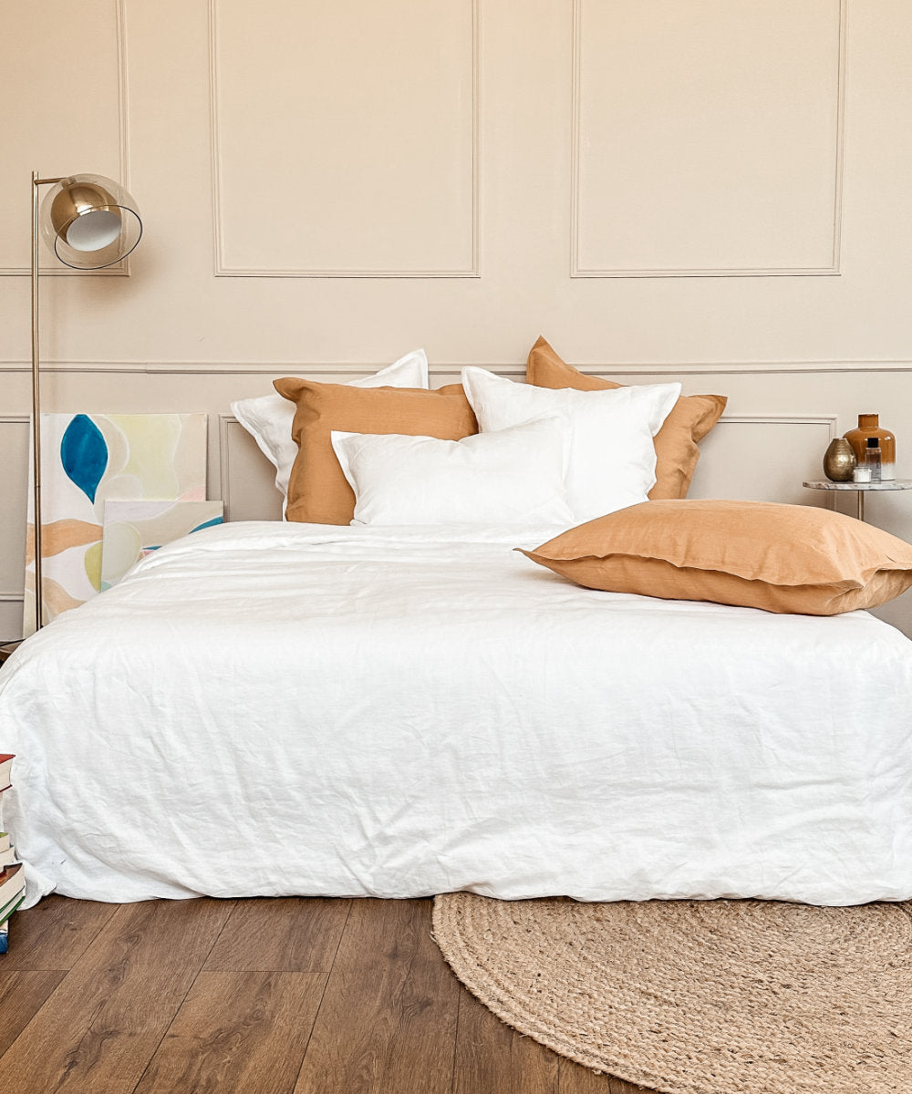 Taies d'oreiller en lin lavé français - Coloris blanc - le drap français #couleur_blanc