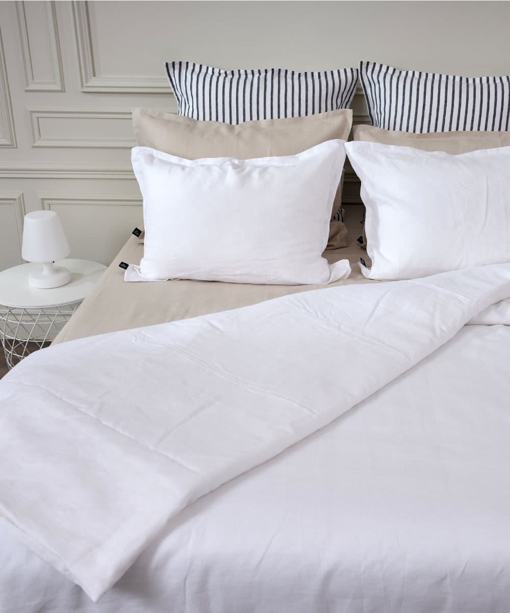 Housse de couette en lin lavé français - Coloris blanc - Le Drap Français
