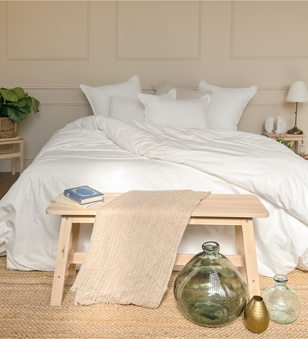 Parure de lit en percale de coton biologique - Coloris blanc - Le Drap Françasi