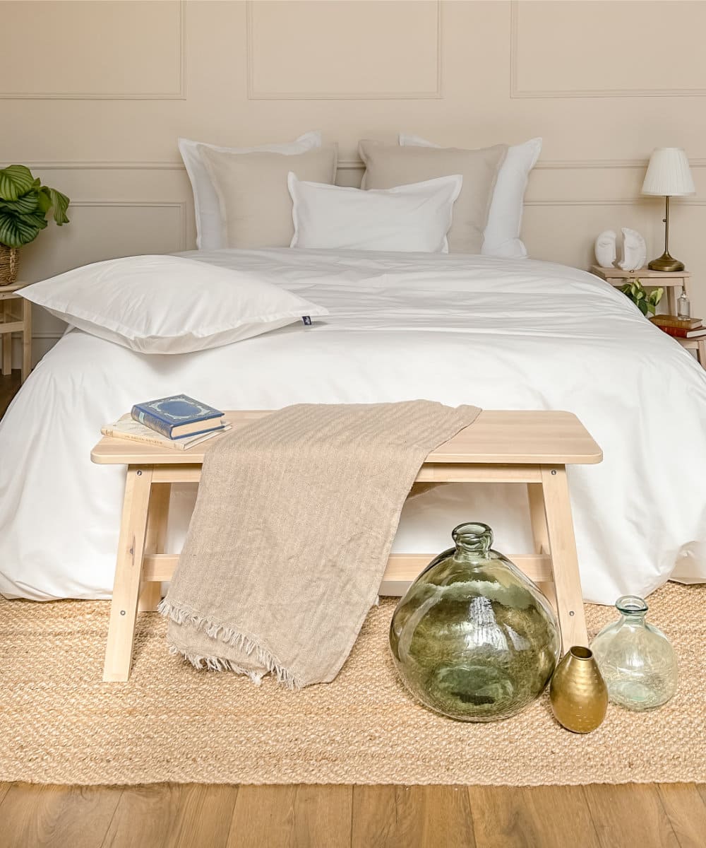 Parure de lit en percale de coton bio - Coloris Blanc - Le drap français #couleur_blanc