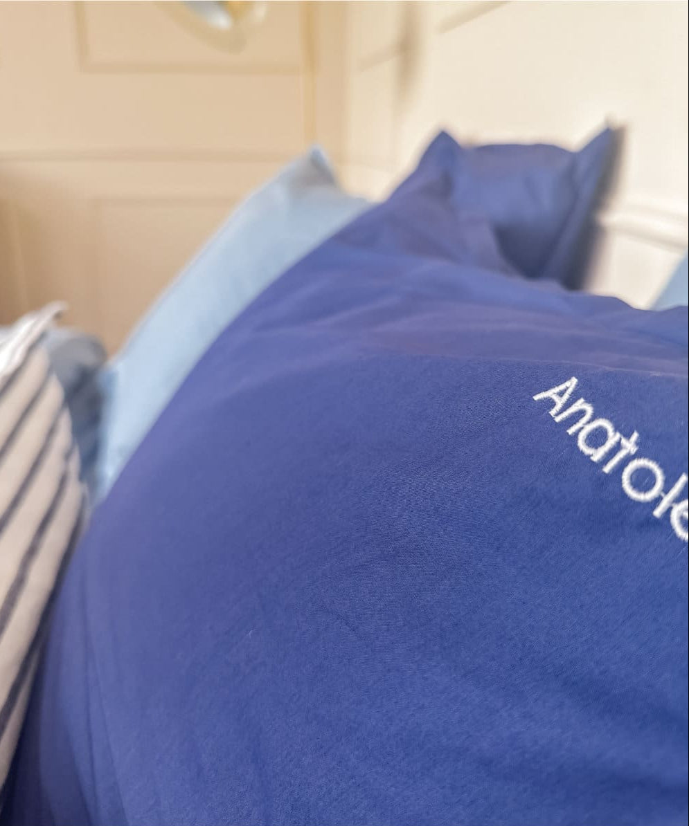 Taies d'oreiller en percale de coton BIO - Coloris bleu marine - Le Drap Français