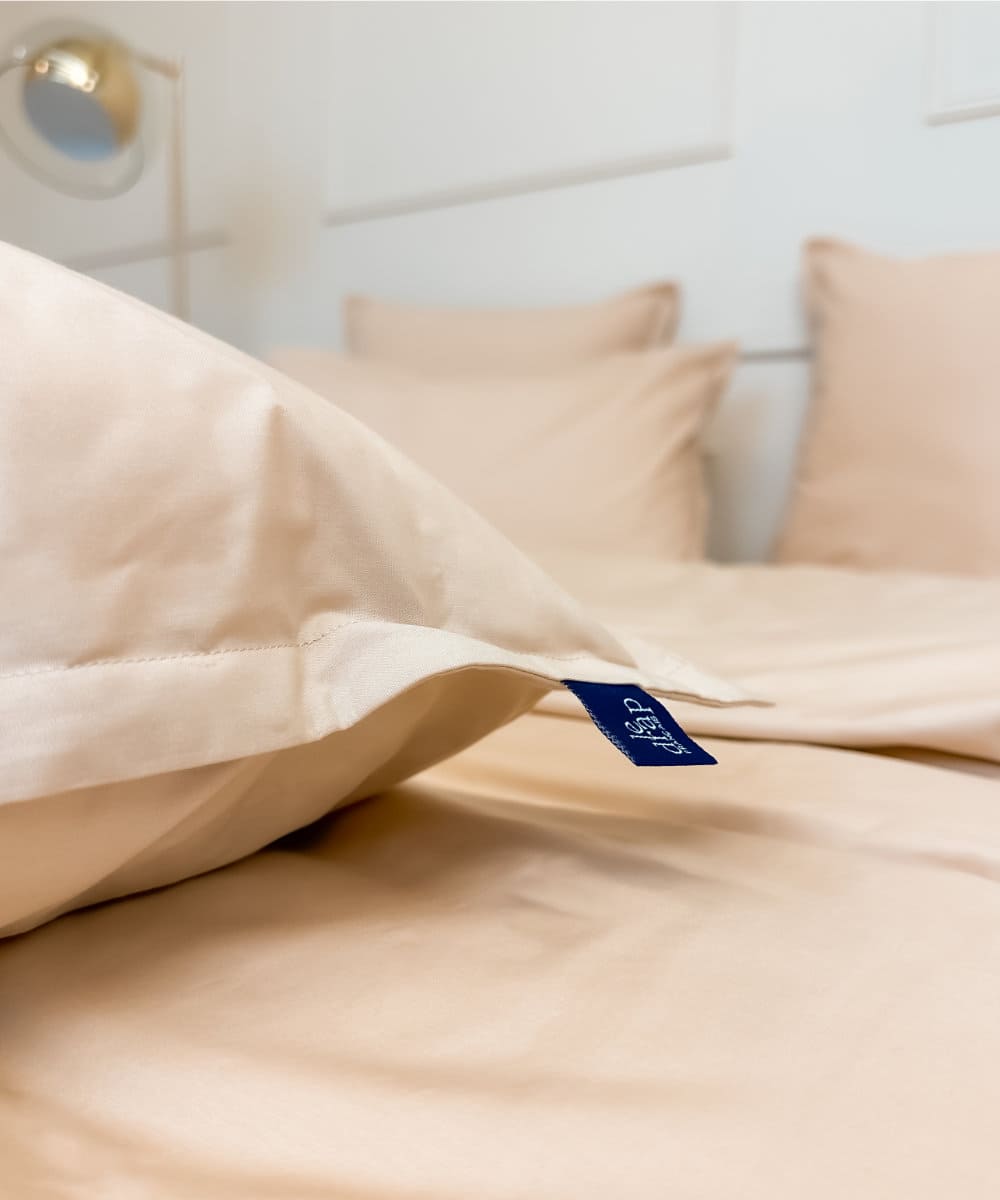 Taies d'oreiller en percale de coton BIO - Coloris cappuccino - Le Drap Français