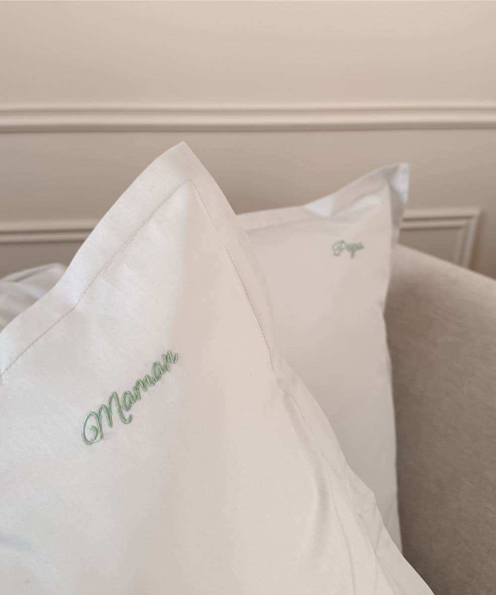 Taies d'oreiller en percale de coton BIO - Coloris gris clair - Le Drap Français