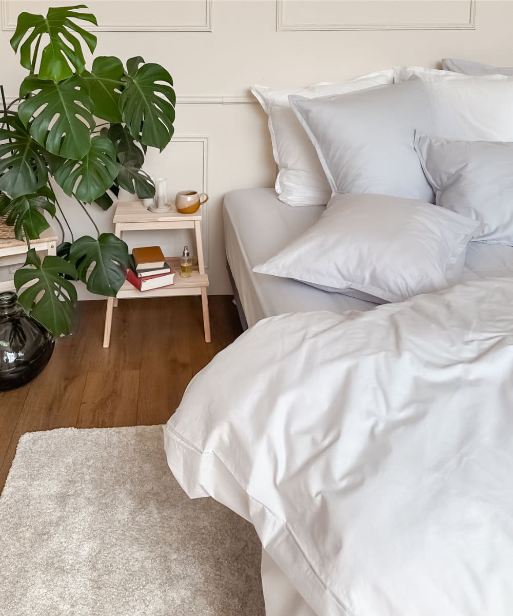 Taies d'oreiller en percale de coton BIO - Coloris gris clair - Le Drap Français