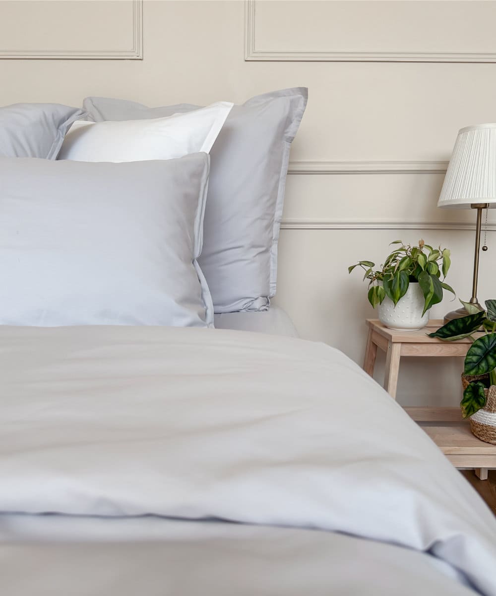 Taies d'oreiller en percale de coton BIO - Coloris gris clair - Le Drap Français