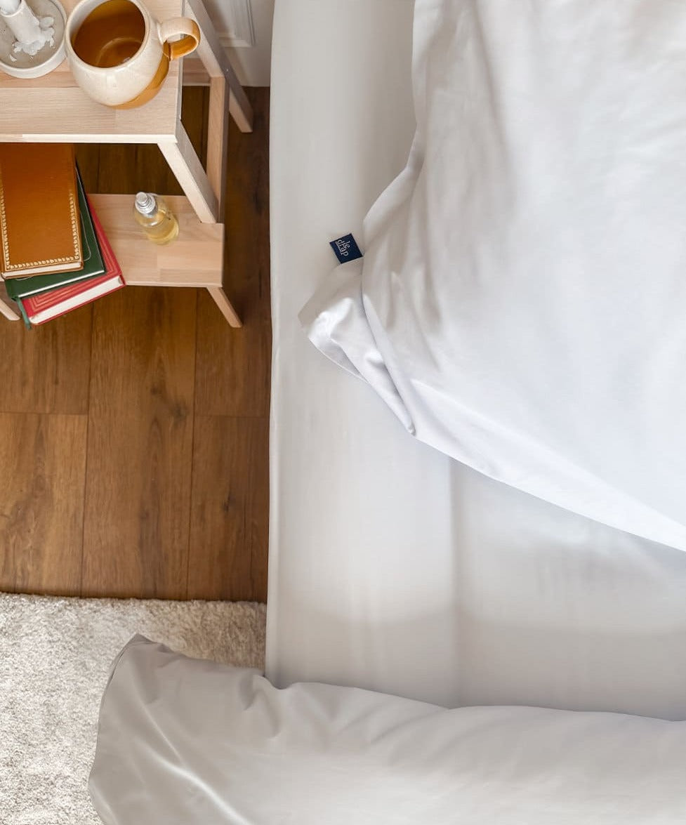 Drap-housse en percale de coton BIO - Coloris gris clair - le drap français