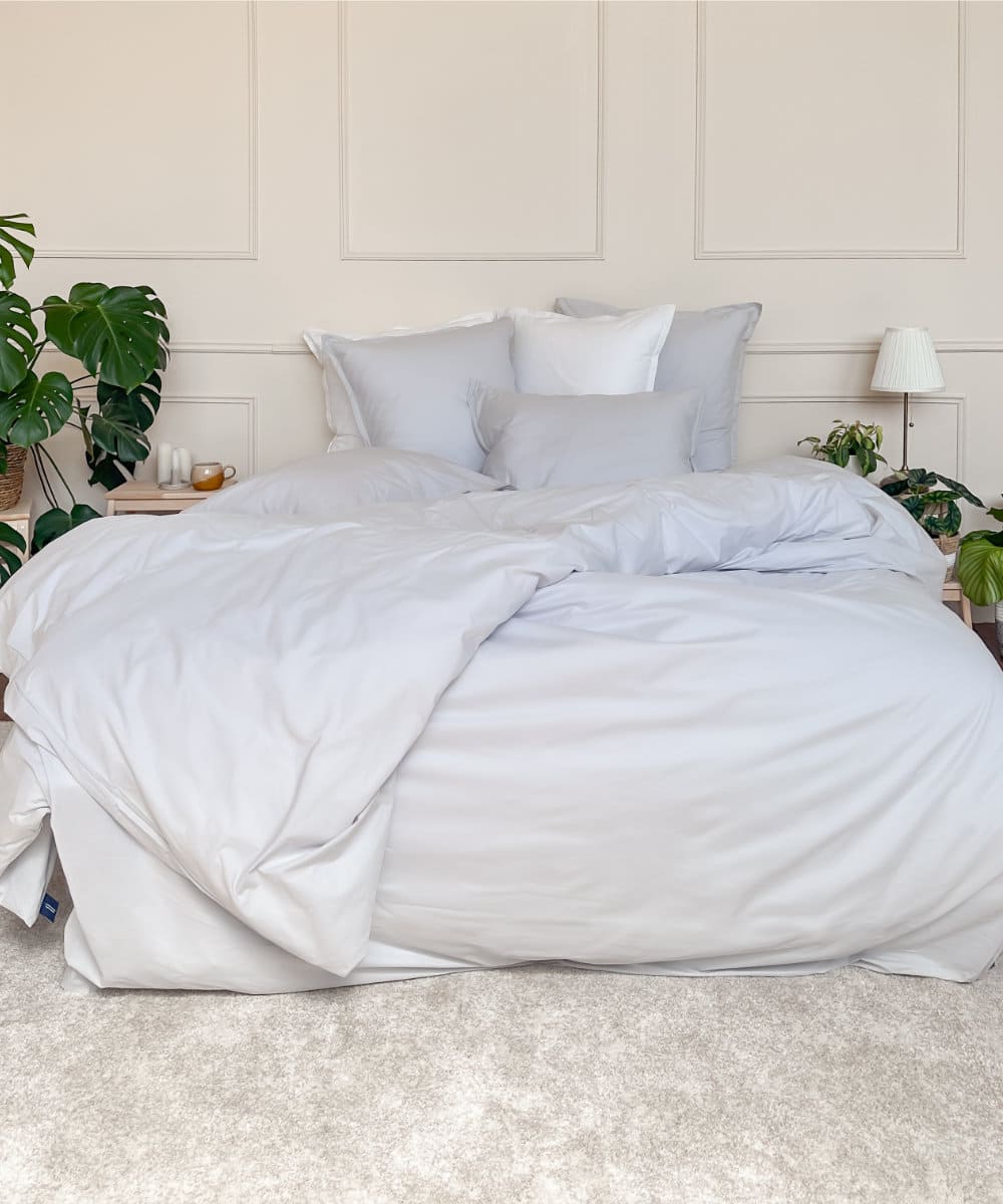 Drap-housse en percale de coton BIO - Coloris gris clair - le drap français