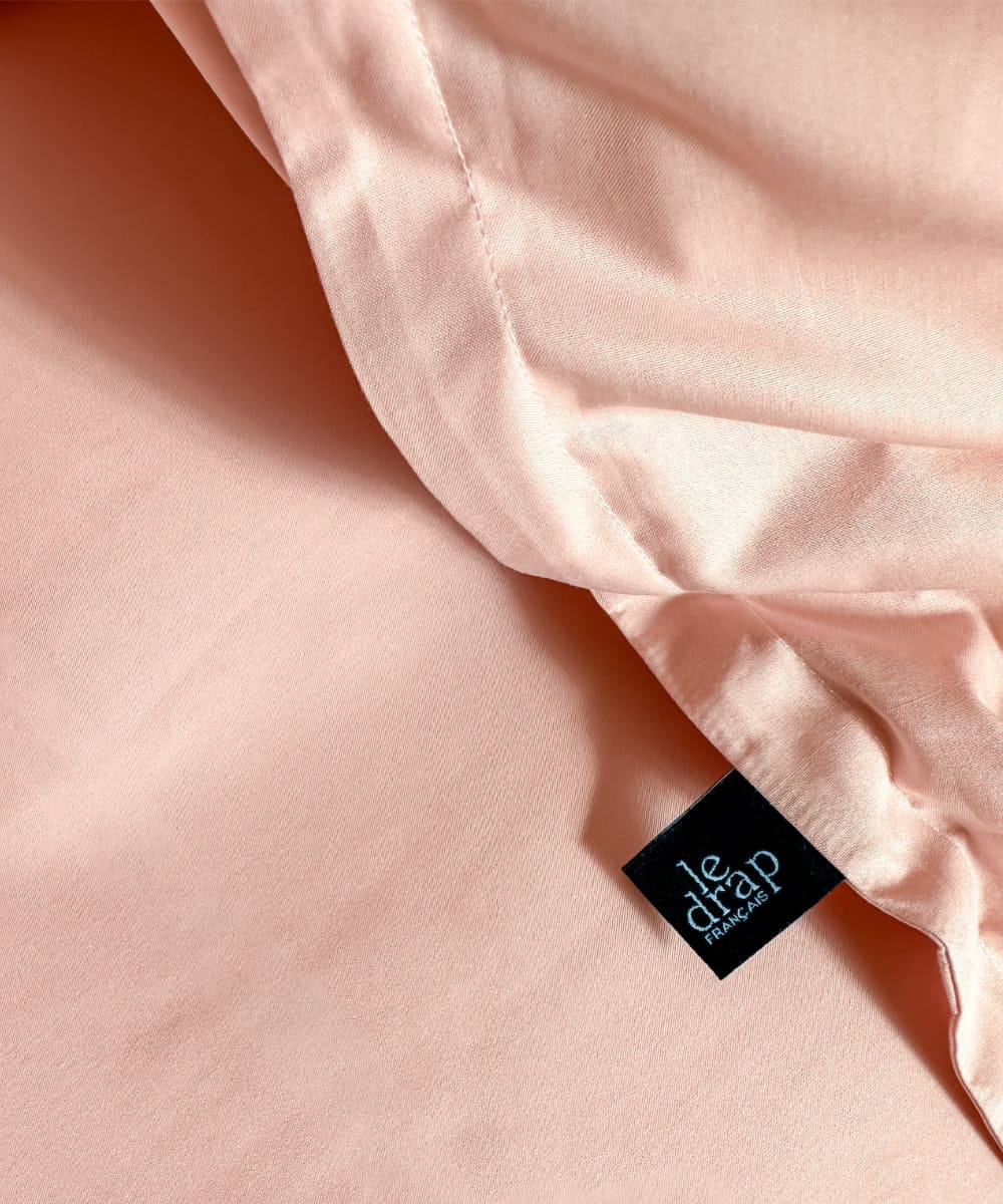 Taies d'oreiller en percale de coton BIO - Coloris rose poudré - Le Drap Français