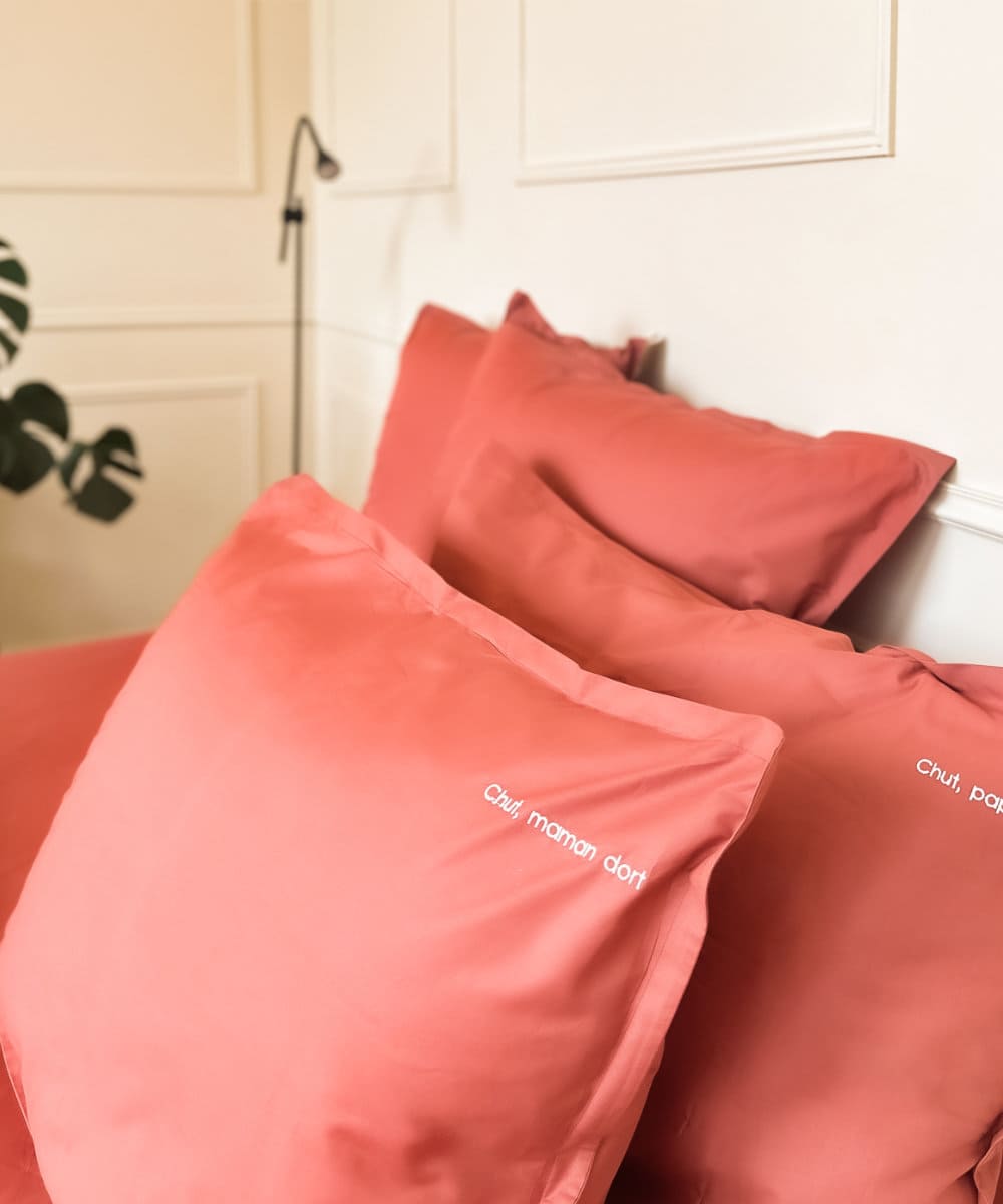 Taies d'oreiller en percale de coton BIO - Coloris terracotta - Le Drap Français