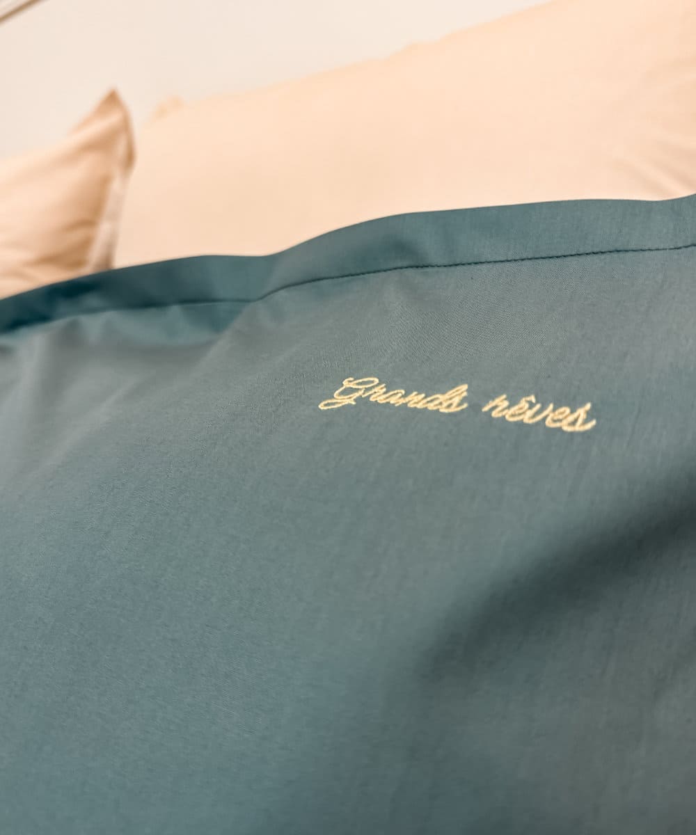 Taies d'oreiller en percale de coton BIO - Coloris sapin - Le Drap Français