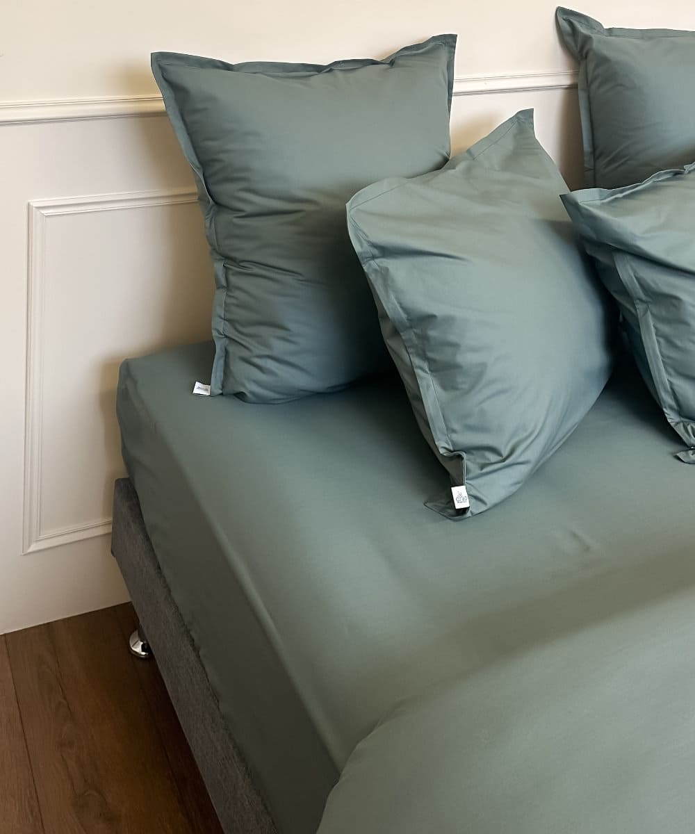 Taies d'oreiller en percale de coton BIO - Coloris sapin - Le Drap Français