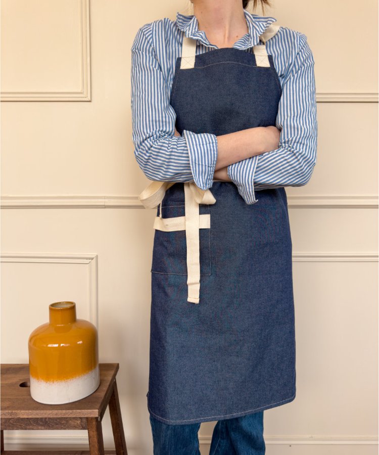 Tablier Français en denim - fabriqué au coeur des vosges - 100% coton - Le Drap français