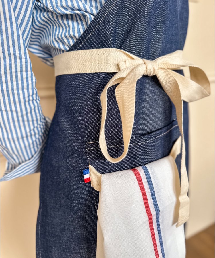 Tablier Français en denim - fabriqué au coeur des vosges - 100% coton - Le Drap français