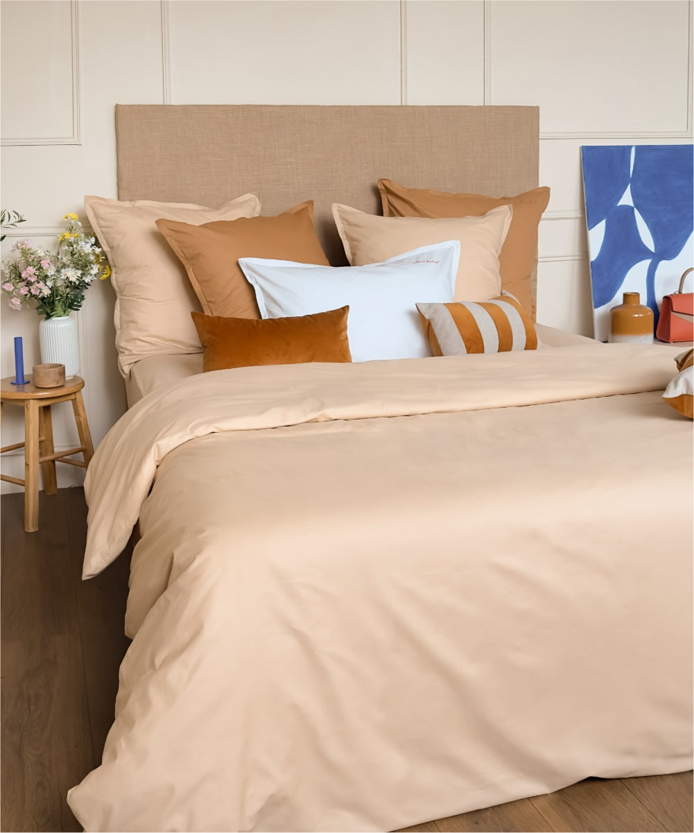 Taies d'oreiller en percale de coton biologique - coloris cappuccino #couleur_cappuccino