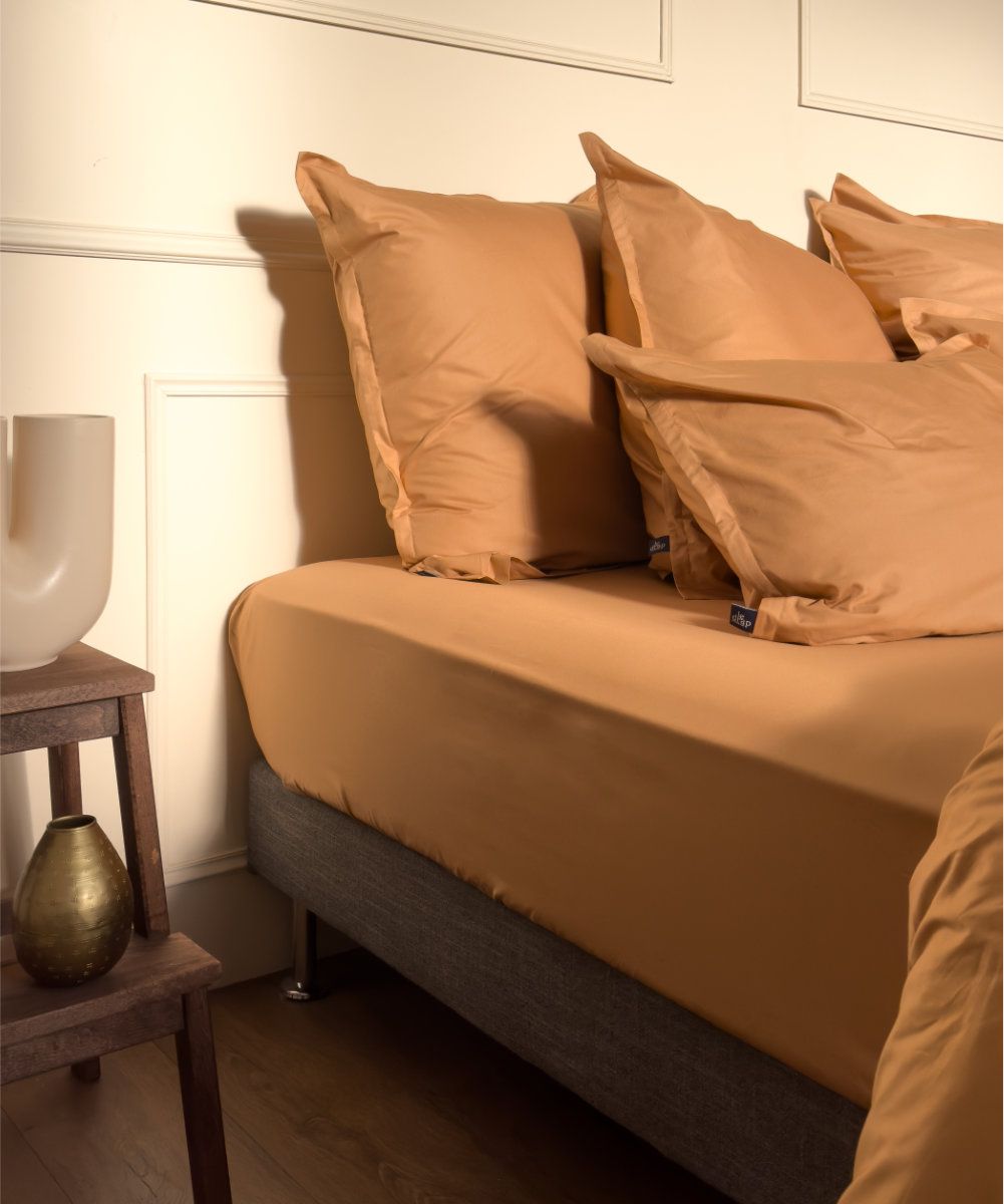 Drap-housse Café Crème en percale de coton biologique - Bonnets 35 cm