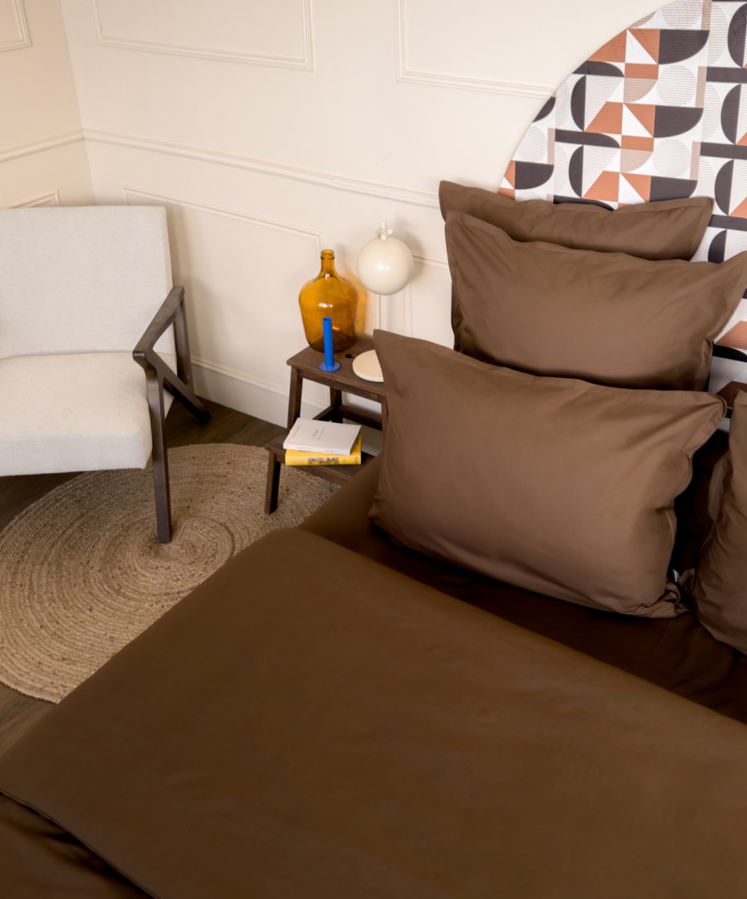 Drap-housse en percale de coton BIO - Coloris brun chocolat - le drap français