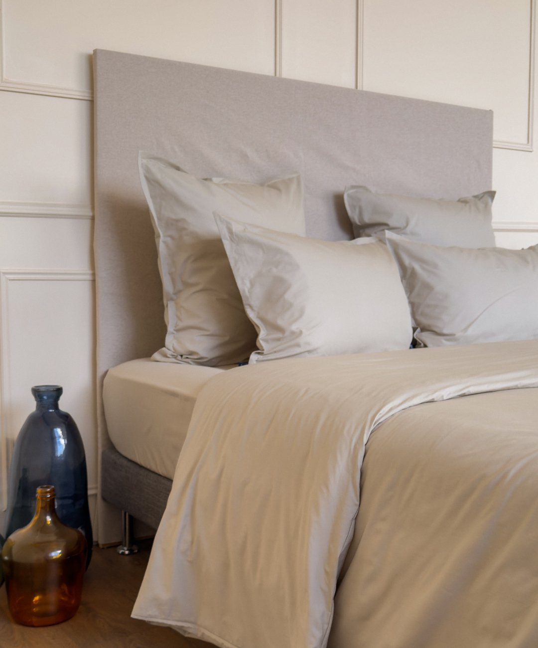 Drap-housse en percale de coton biologique coloris Galet