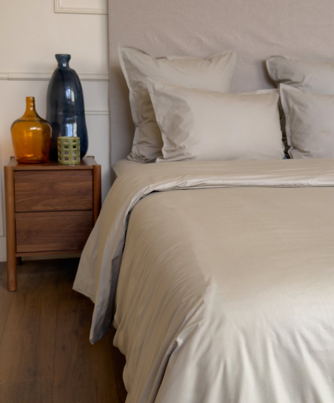 Housse de couette en percale de coton biologique coloris Galet #couleur_galet