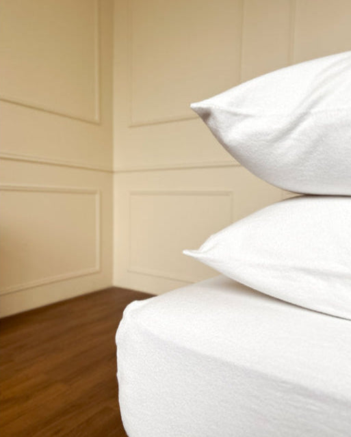 Protège matelas et protèges oreillers - Coton recyclé - Le Drap français