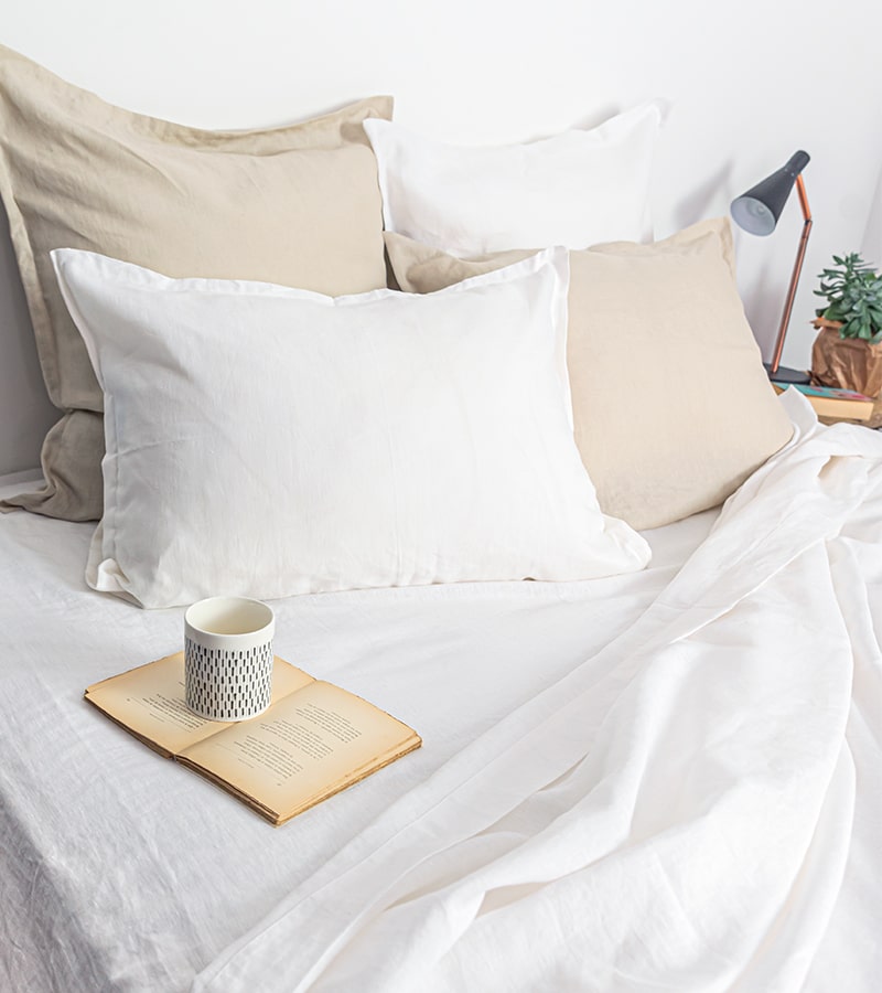 Drap plat en lin lavé français -Coloris blanc - Le Drap Français