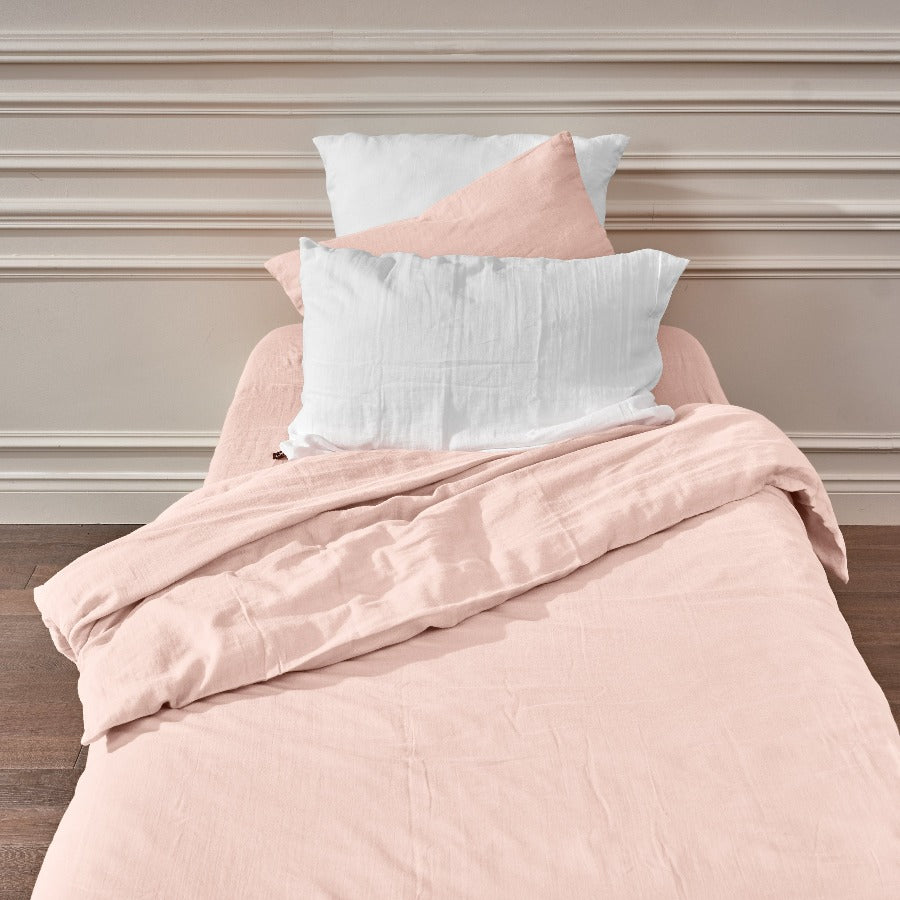 Drap-housse bébé et enfant - Double gaze de coton - Coloris rose - Le Drap Français