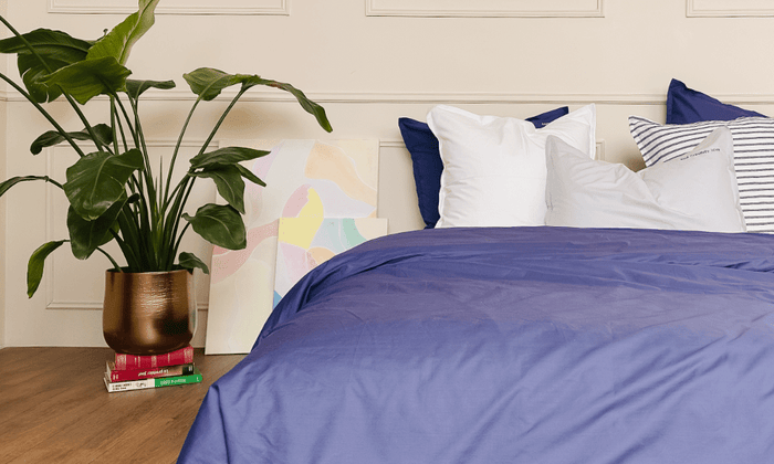Draps percale de coton bio bleu