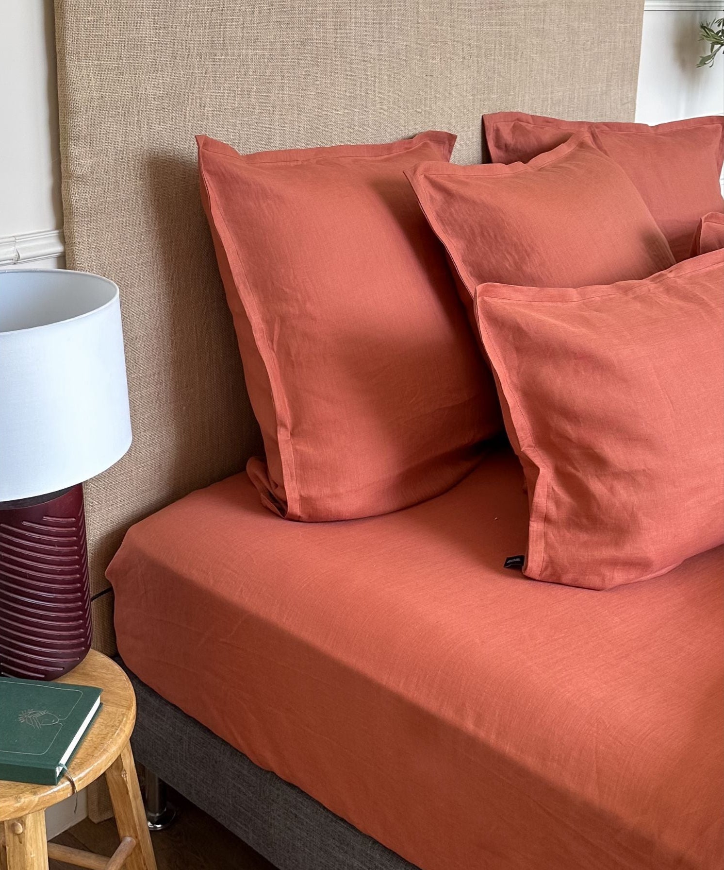 Drap-housse en lin lavé français - coloris terracotta - le drap français 