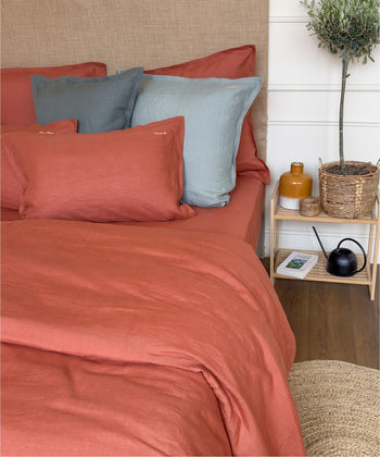 Drap-housse en lin lavé français - coloris terracotta - le drap français #couleur_terracotta