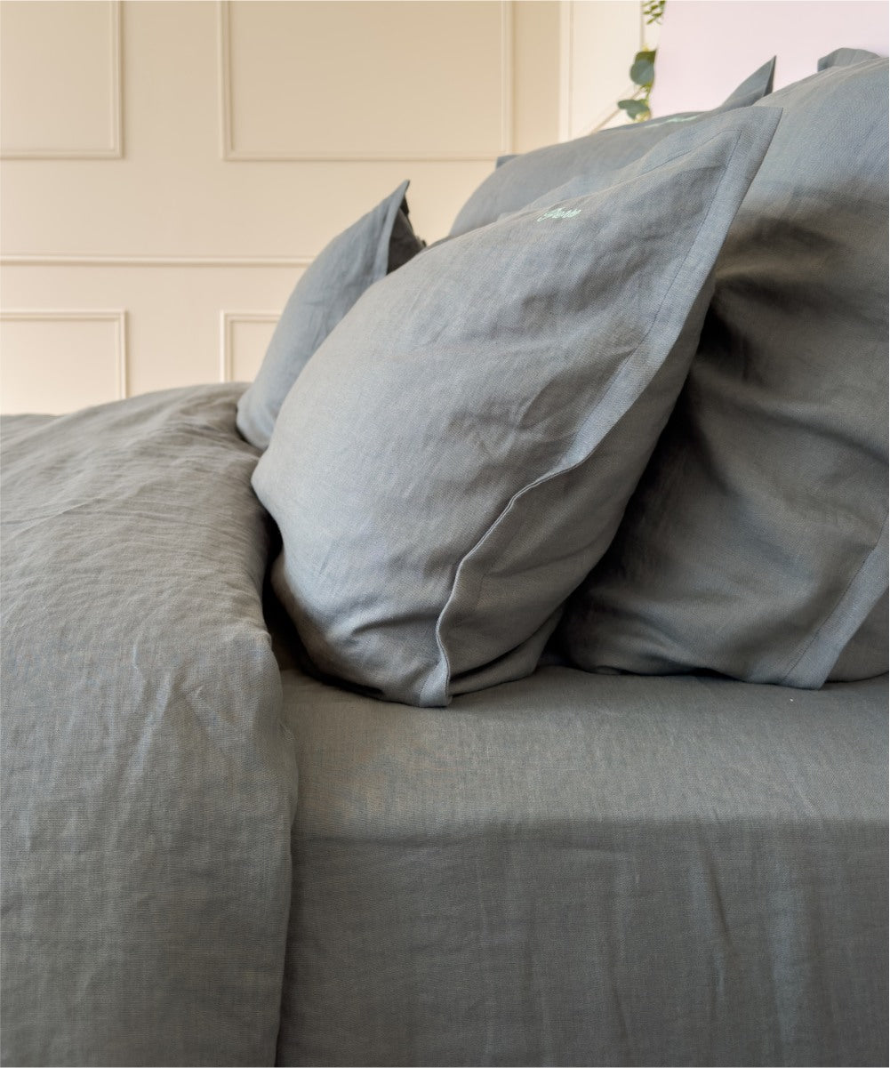 Drap-housse en lin adapté aux matelas épais - Le Drap Français - Coloris vert