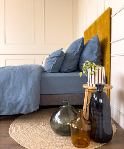 Housse de couette en lin lavé français - Coloris Ciel - Le Drap Français 