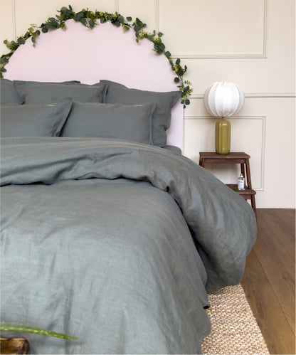 Housse de couette en lin - Coloris vert romarin - Le Drap Français 