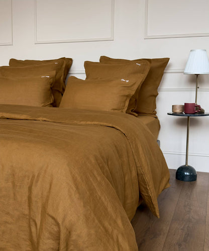 Linge de lit en lin - Parure : housse de couette, drap et taie - Coloris bronze - le drap français 