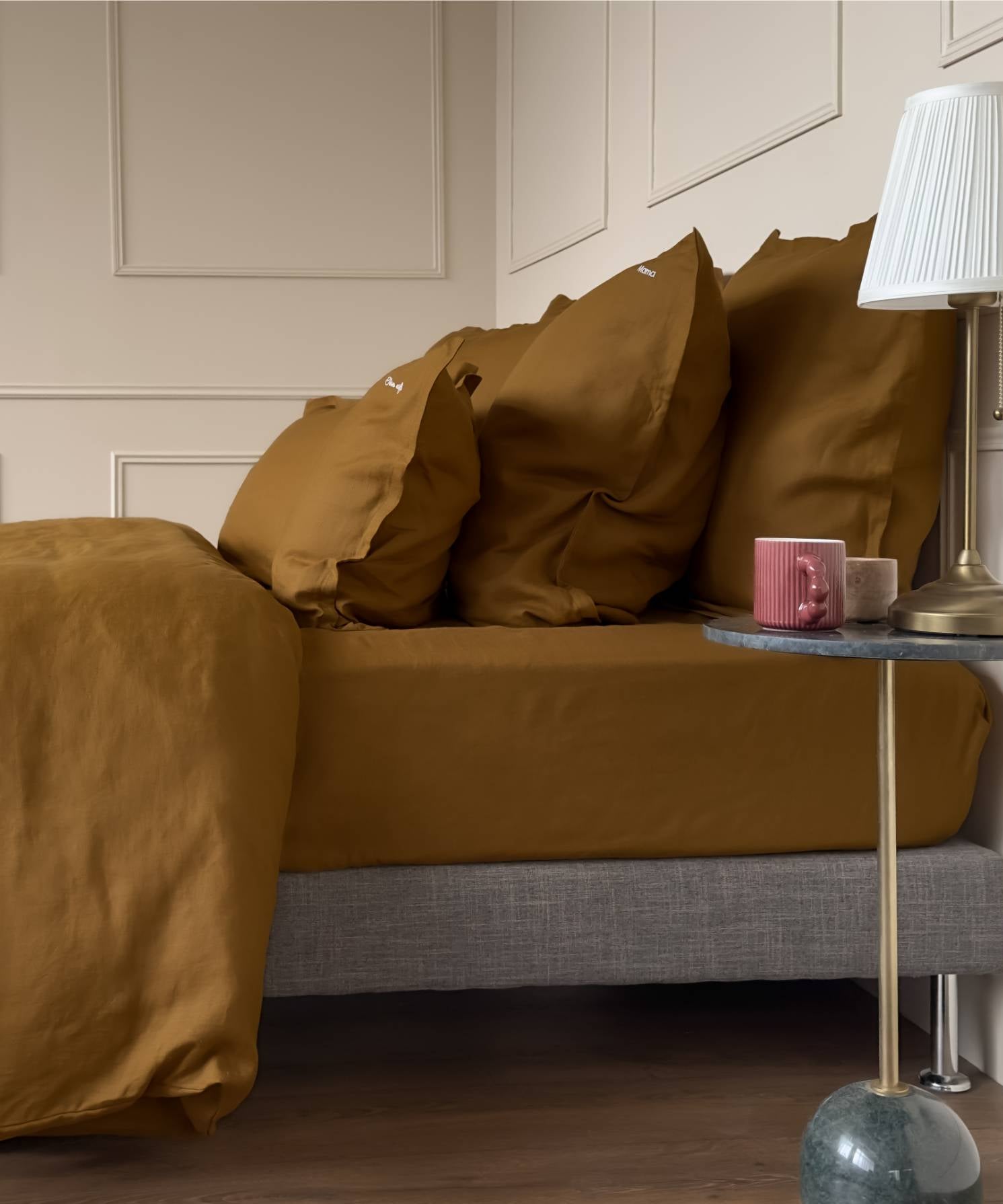 Linge de lit en lin - Parure : housse de couette, drap et taie - Coloris bronze - le drap français 
