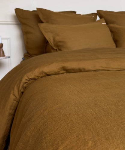 Linge de lit en lin - Parure : housse de couette, drap et taie - Coloris bronze - le drap français 