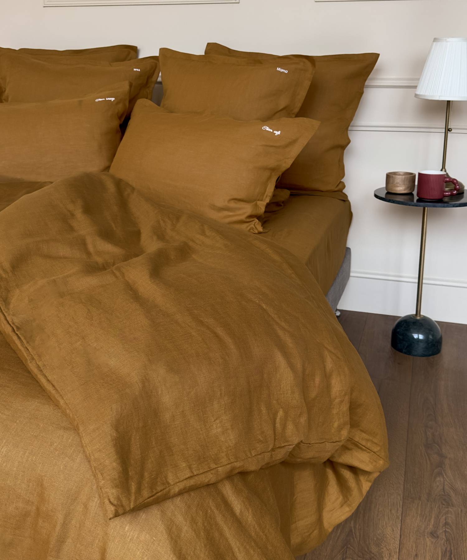 Linge de lit en lin - Parure : housse de couette, drap et taie - Coloris bronze - le drap français 