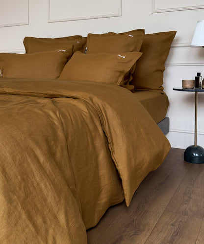 Linge de lit en lin - Parure : housse de couette, drap et taie - Coloris bronze - le drap français 