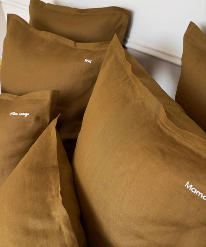 Linge de lit en lin - Parure : housse de couette, drap et taie - Coloris bronze - le drap français  