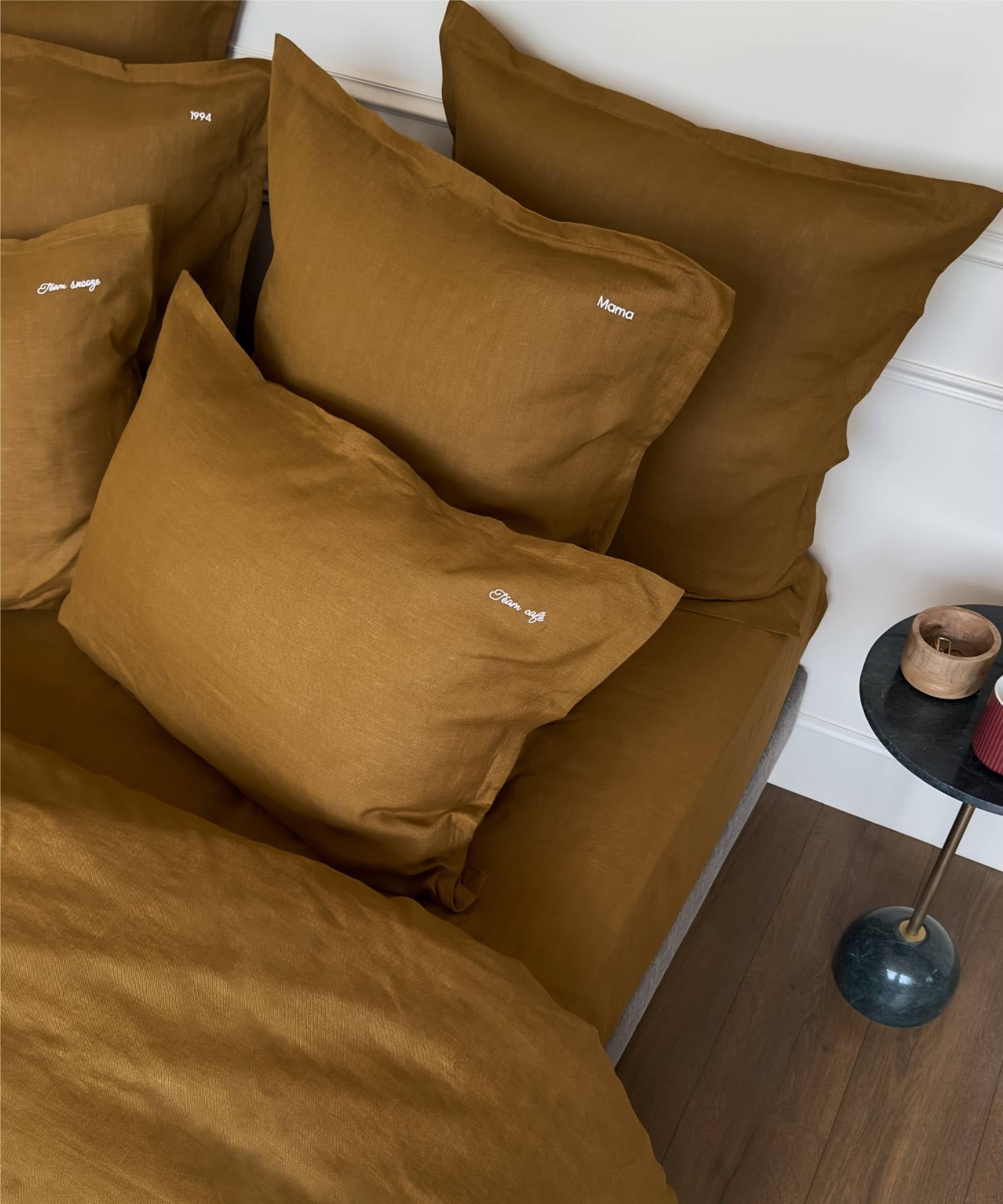 Linge de lit en lin - Parure : housse de couette, drap et taie - Coloris bronze - le drap français 