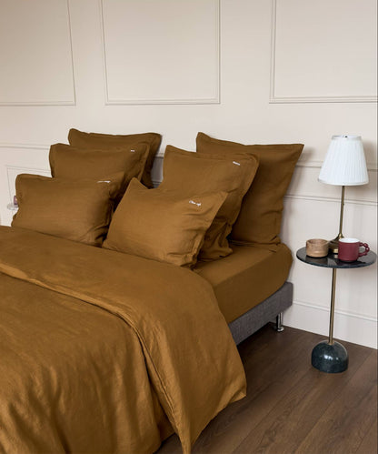Linge de lit en lin - Parure : housse de couette, drap et taie - Coloris bronze - le drap français 