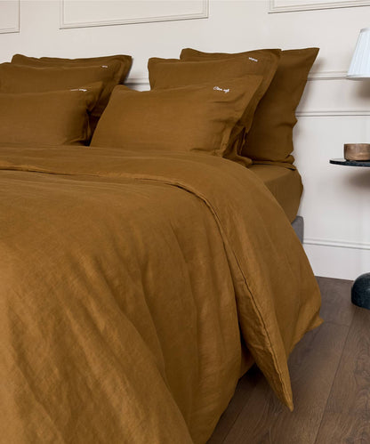 Linge de lit en lin - Parure : housse de couette, drap et taie - Coloris bronze - le drap français 