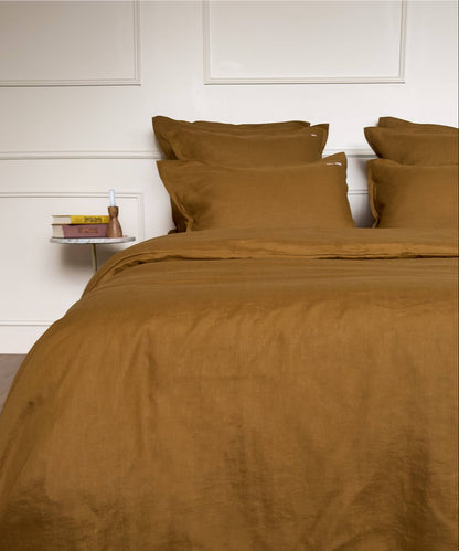 Linge de lit en lin - Parure : housse de couette, drap et taie - Coloris bronze - le drap français 